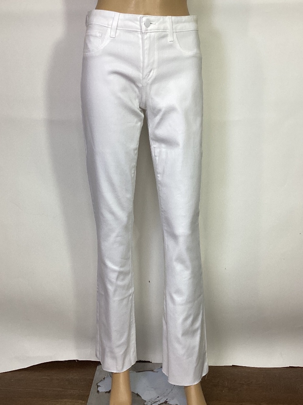 L’Agence Womens  Sneeki Low-Rise Straight Coated Jean, White Sz 27.